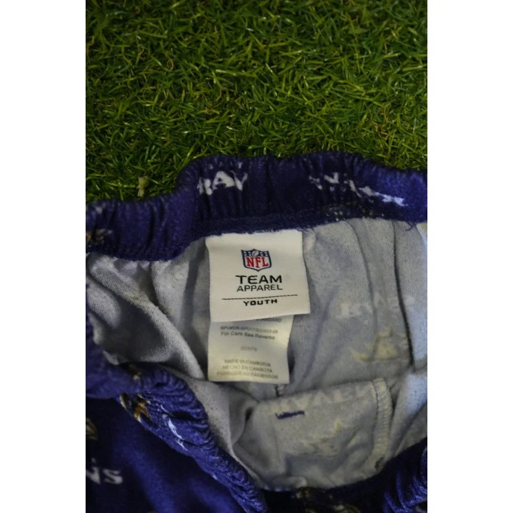 NFL Baltimore Ravens Football Pajama‎ Pants Youth Small Purple All Over Print